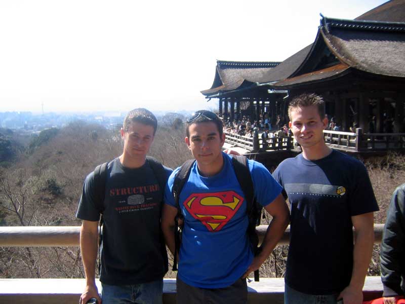 Me, Ron, and Jason in front of Kiyomizu overlooking Kyoto