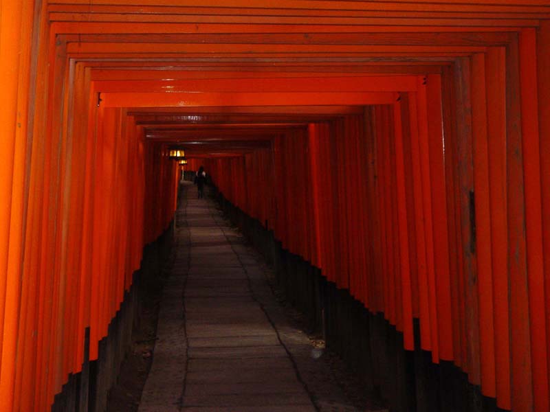 Thousands of Torii gates at the Fushimi Inari shrine, Southern Kyoto.