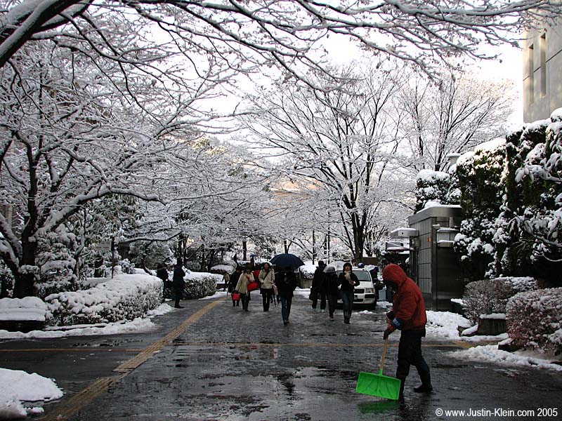 A snowy day at Ritsumeikan.