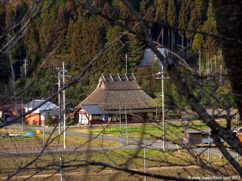 Kayabuki, the traditional thatched-roof houses for which Miyama is famous.