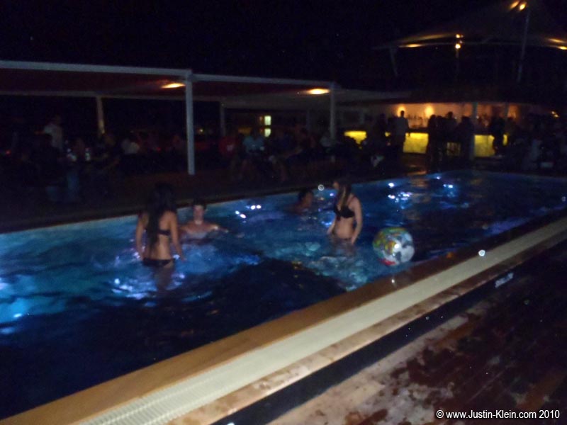 Next we’d usually go to Famous, a recently-opened club with a glass-bottom pool on the roof.  Free admission before 1am, with a free drink.  Unfortunately it was often pretty quiet.