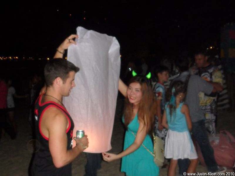 Sending off a paper lantern.