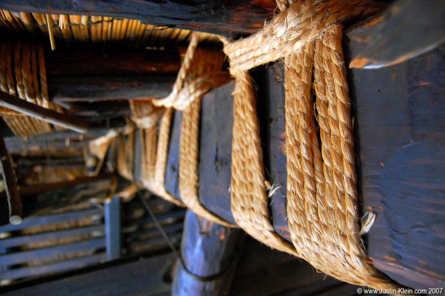 A roof support beam inside a 200 year-old house at Hida-No-Sato, Takayama